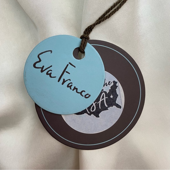 Eva Franco White Annik Satin Blouse Pleated Neckline High Neck Size Medium - Picture 10 of 13